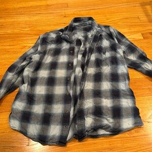 blue/gray flannel, size large